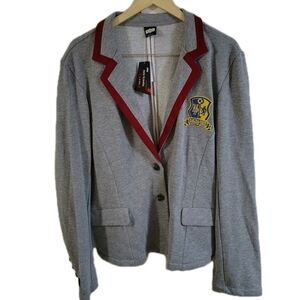 MAD Engine Beetlejuice Beetlejuice Gray Varsity Jacket with Red Trim Size XL